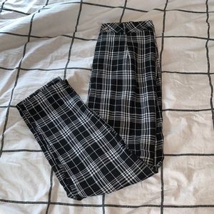 Black and white plaid trousers
